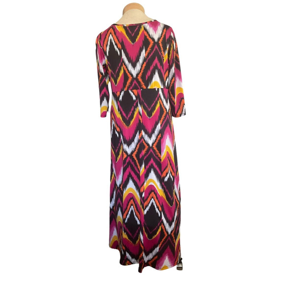 Ashley Stewart Maxi Dress 2X Multicolor Abstract Pattern Empire Waist 3/4 Sleeve - Picture 13 of 13